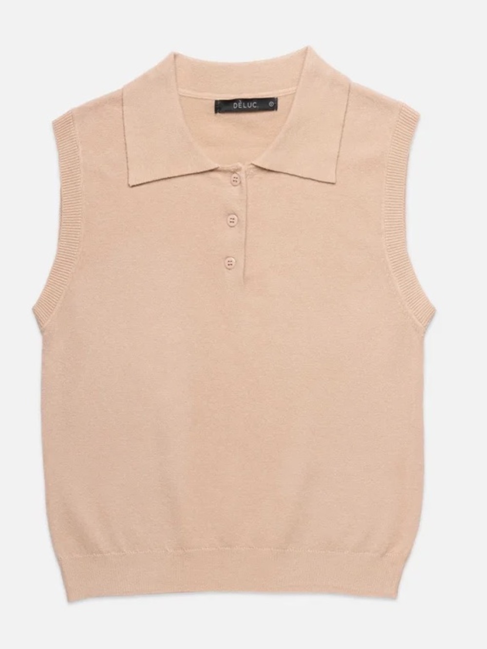 Dèluc Cassio Sleeveless Polo Sweater Top Beige Tan M NWT - Picture 1 of 6